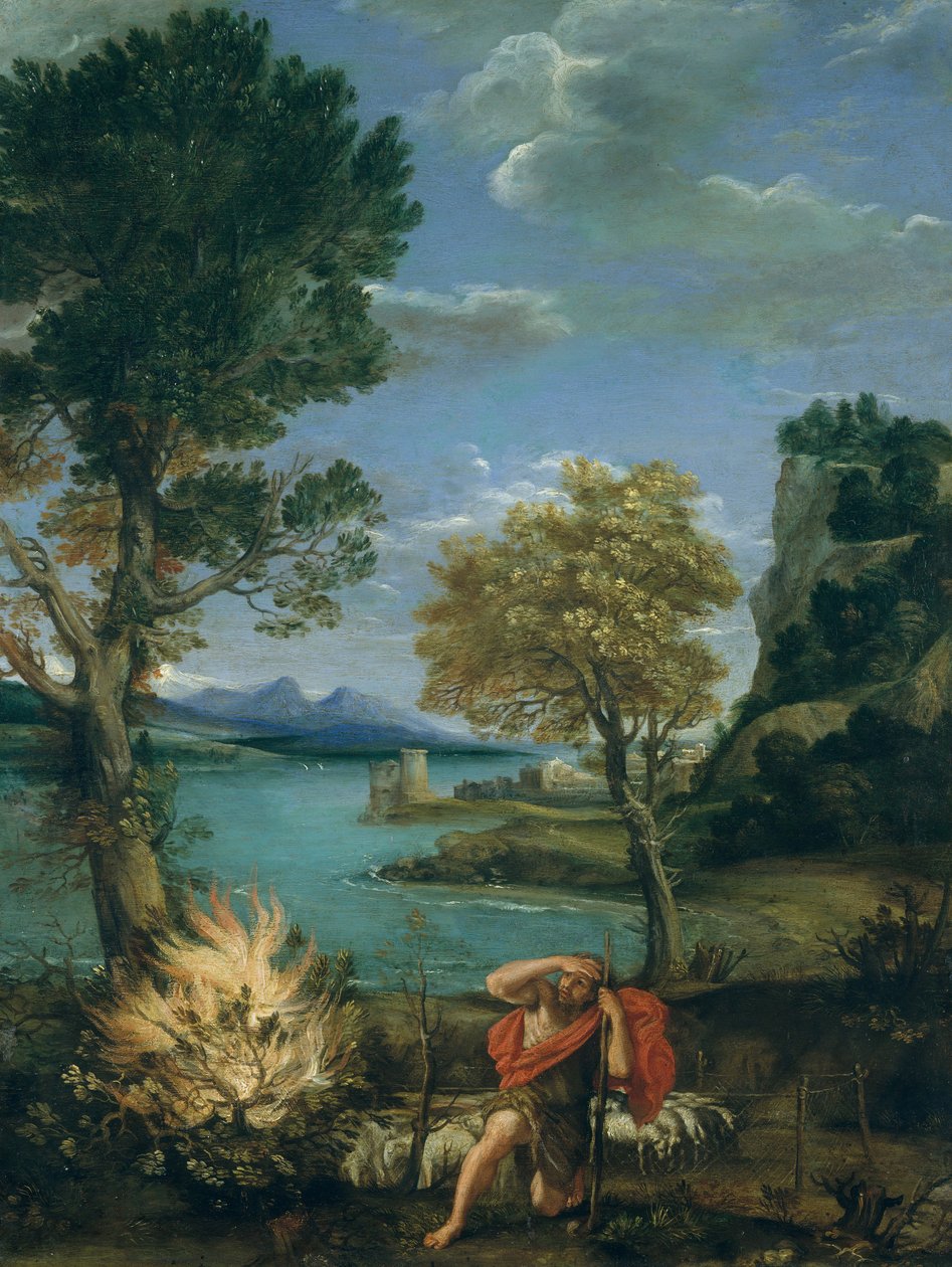 Táj Mózessel és az égő bokorral, 1610-16. alkotó: Domenichino