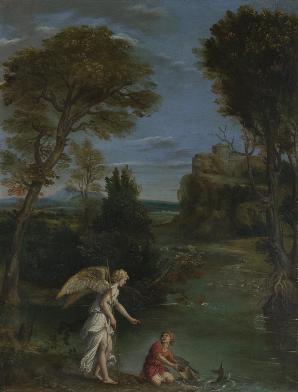 Táj Tóbiással, aki megragadja a halat, c. 1612 alkotó: Domenichino