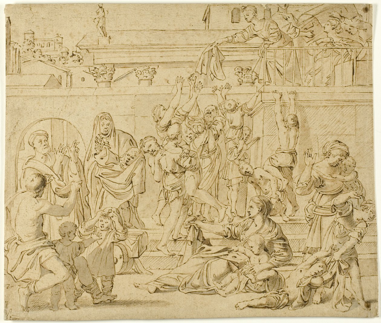 Szent Cecília alamizsnát oszt a szegényeknek alkotó: Domenichino