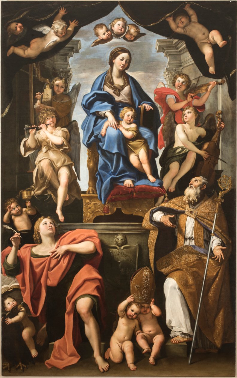 Szűz és gyermek Szent Petronius és János evangélistával, 1625-1629. alkotó: Domenichino