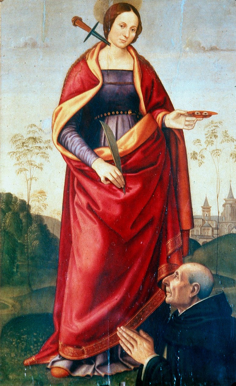 Saint Lucy és szponzor alkotó: Domenico Ghirlandaio