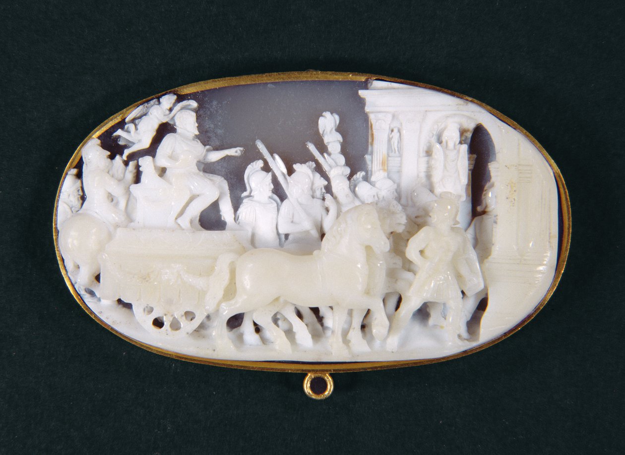 Cosimo I de Medici (1519-74) érkezése Sienába, cameo, olasz, 16. század (kalcedon) alkotó: Domenico Compagni