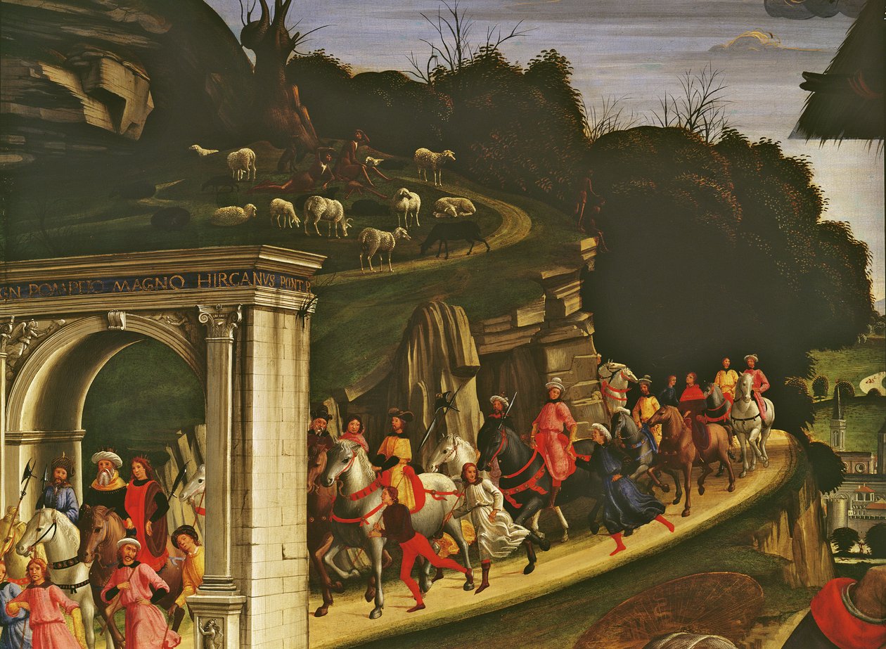 Pásztorok imádása, részlet a mágusok körmenetéről, 1485 (85101. részlet) alkotó: Domenico Ghirlandaio