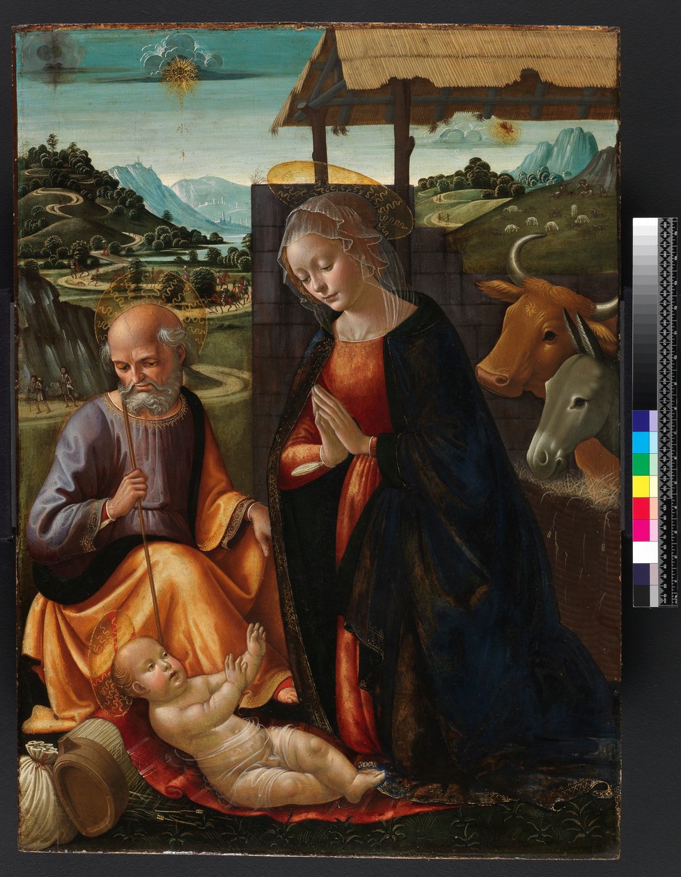 A betlehemes (tempera és olaj a panelen) (utólagos tisztítás) alkotó: Domenico Ghirlandaio