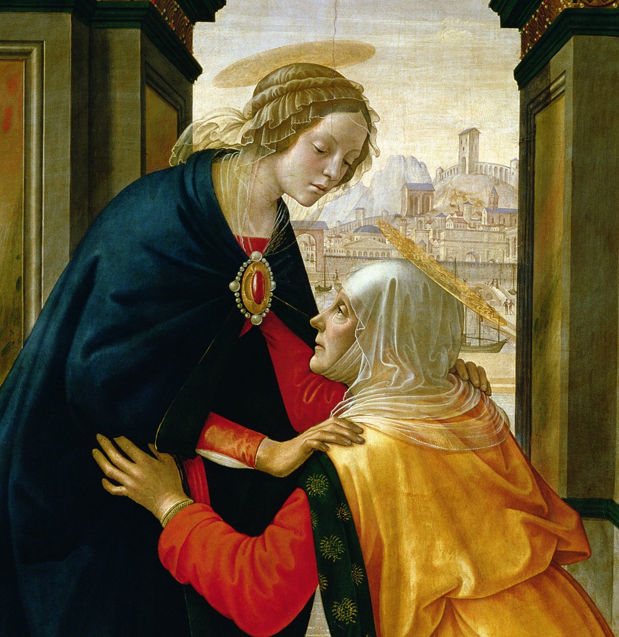 The Visitation, 1491 (tempera a panelen) (192460 részlet) alkotó: Domenico Ghirlandaio