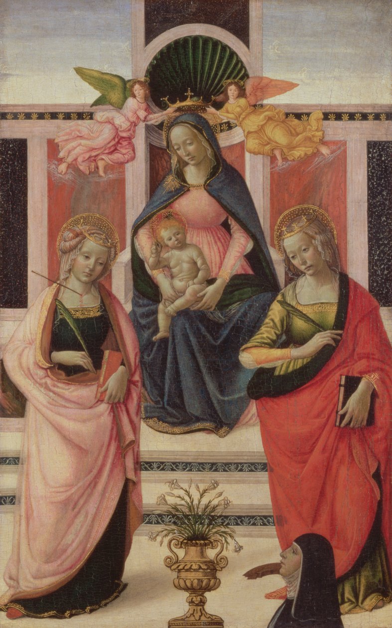 Szűz és gyermek Szent Orsolya és Szent Katalin trónolója, 1480-1500 (tempera olajmázzal a panelen) alkotó: Domenico Ghirlandaio