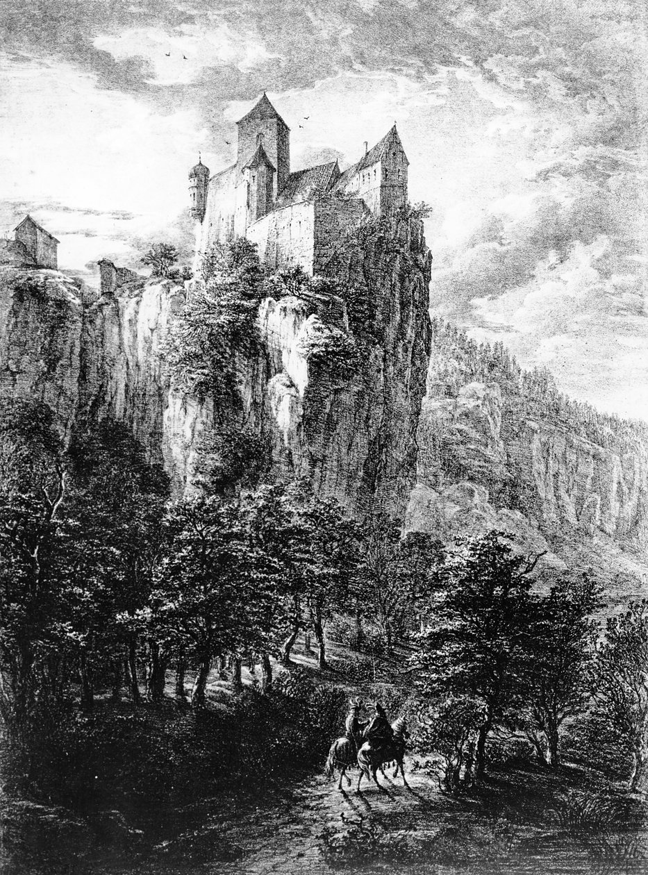 Schloss Prunn Altmuhlthalban, Friedrich Wilhelm Bollinger nyomata, 1818 alkotó: Domenico Quaglio