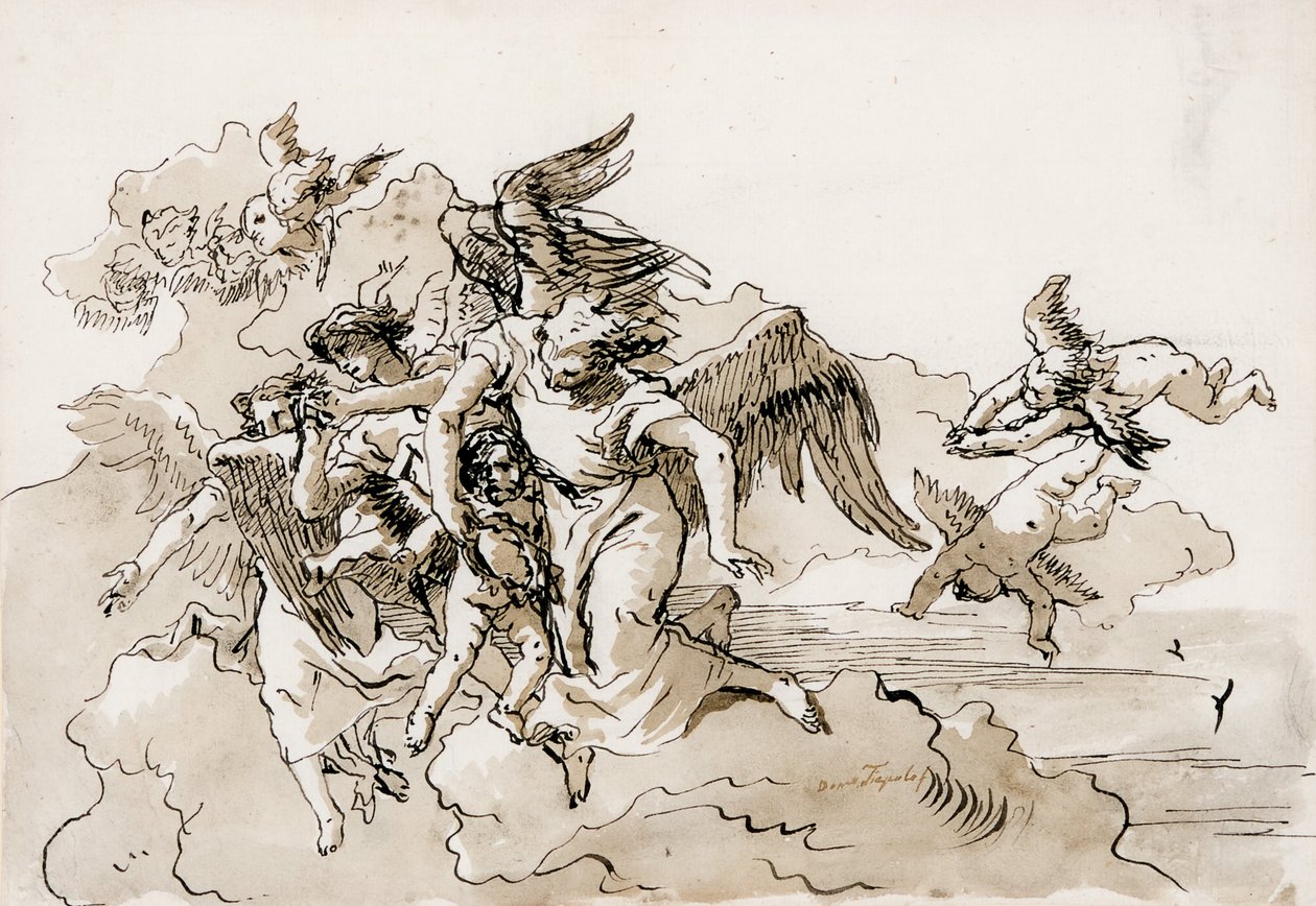 Repülő angyalok és Putti alkotó: Domenico Tiepolo