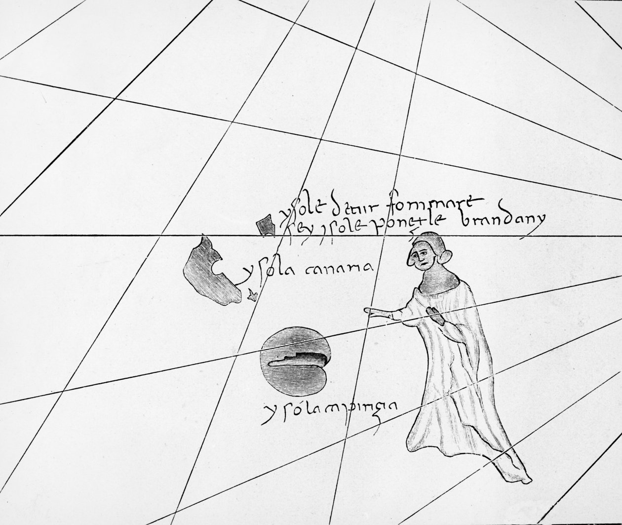 Saint Brendan, a Pizzigani portolan C19. példányából, 1367 alkotó: Domenico and Francesco Pizzigano