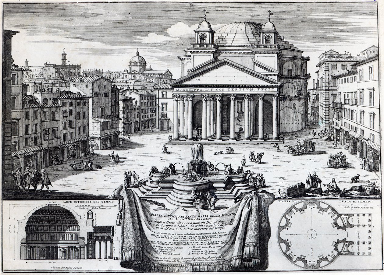 Piazza della Rotonda kilátással a Pantheonra alkotó: Domenico de