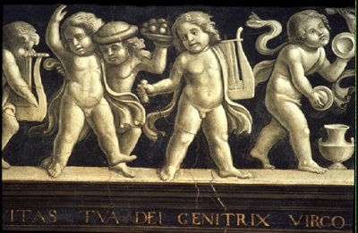 Kerubok fríze, a Szűz születéséből (freskó) (60456. részlet) alkotó: Domenico Ghirlandaio