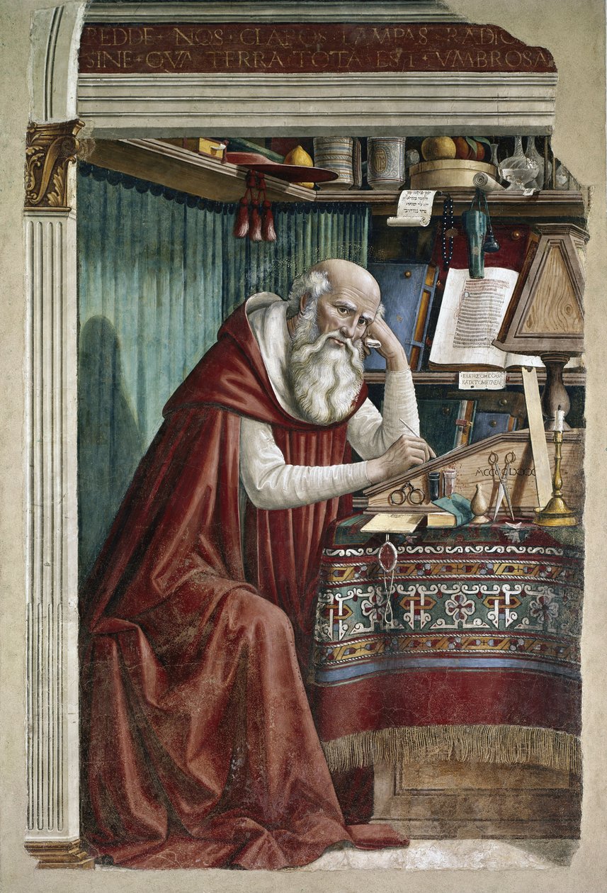 Szent Jeromos dolgozószobájában - Freskó alkotó: Domenico Ghirlandaio
