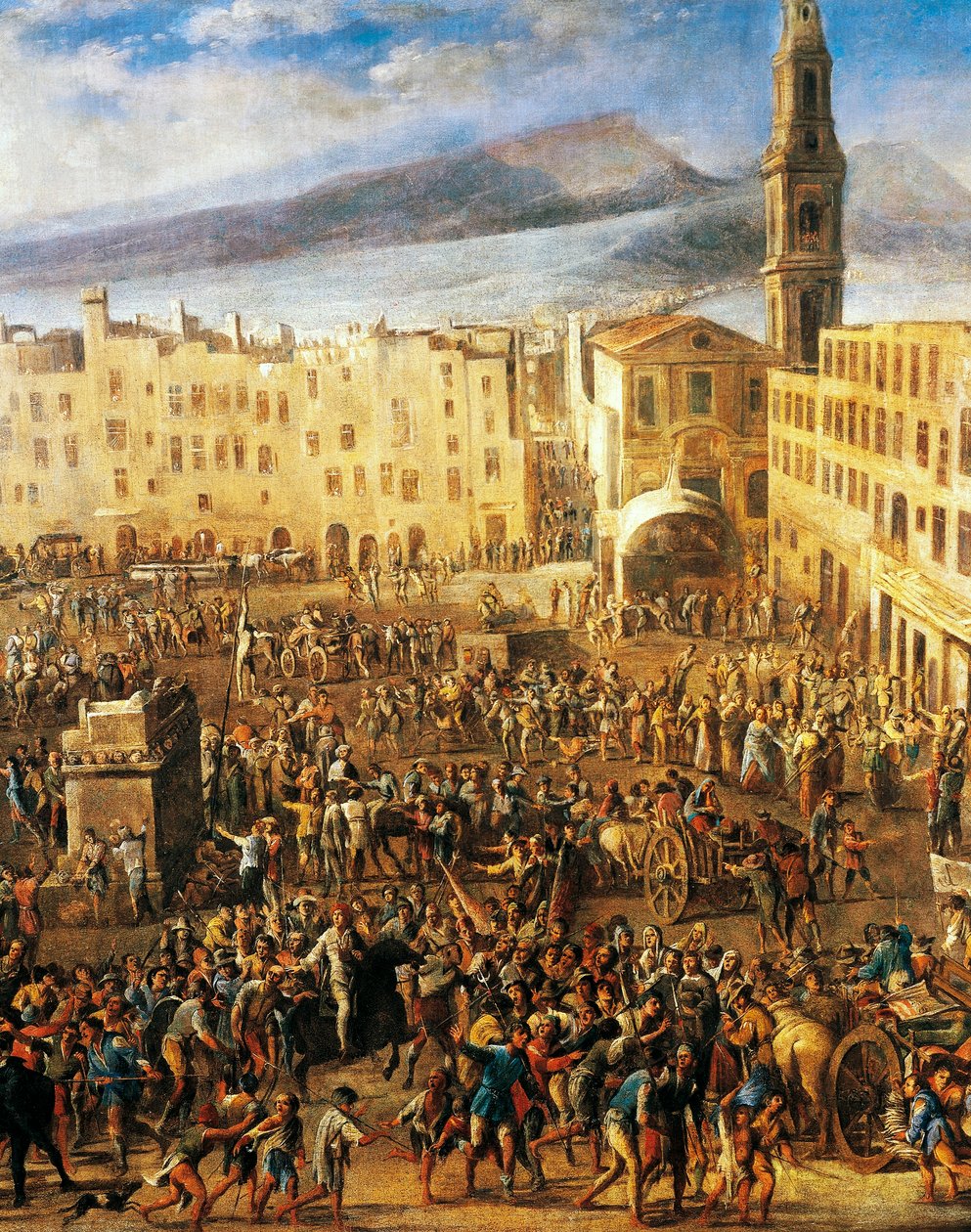 Piazza del Mercato Nápolyban, részlet a Masaniello-lázadásból, Domenico Gargiulo, Micco Spadaro (1609 vagy 1610 - kb. 1675) festménye. alkotó: Domenico (1612 75) Gargiulo