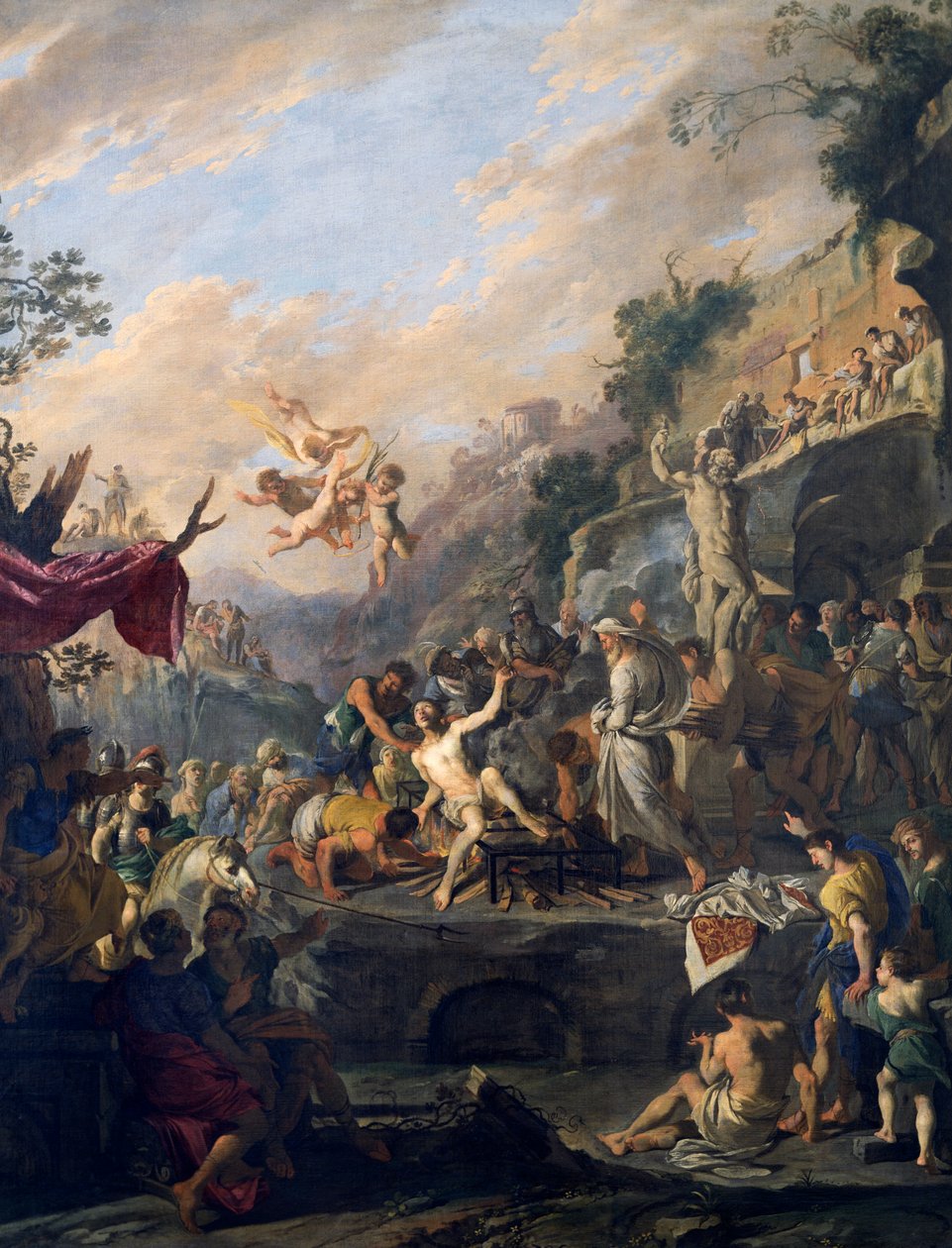 Szent Lőrinc mártíromsága, Domenico Gargiulo festménye, Micco Spadaro (1609 vagy 1610-kb. 1675), Olaszország alkotó: Domenico Gargiulo
