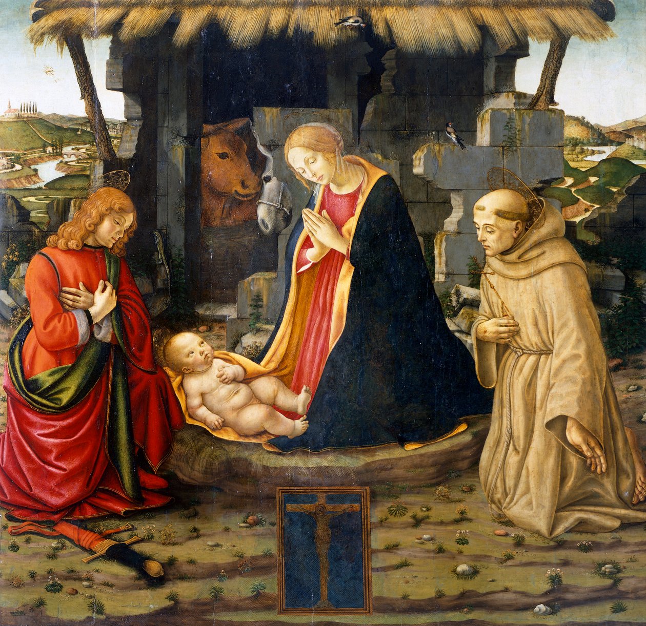 Születés Szent Ferenccel és Szent Juliánnal alkotó: Domenico (workshop) Ghirlandaio