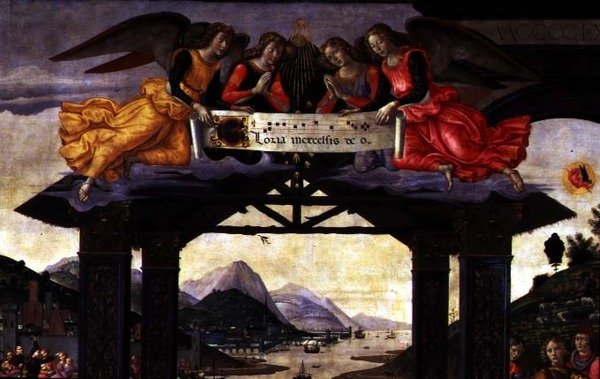 A mágusok imádása, 1488 (tempera a panelen) (120249 részlet) alkotó: Domenico Ghirlandaio