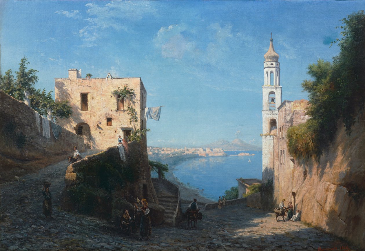 Kilátás a Posillipóra a Szent Anna-templomból alkotó: Domenico Ammirato