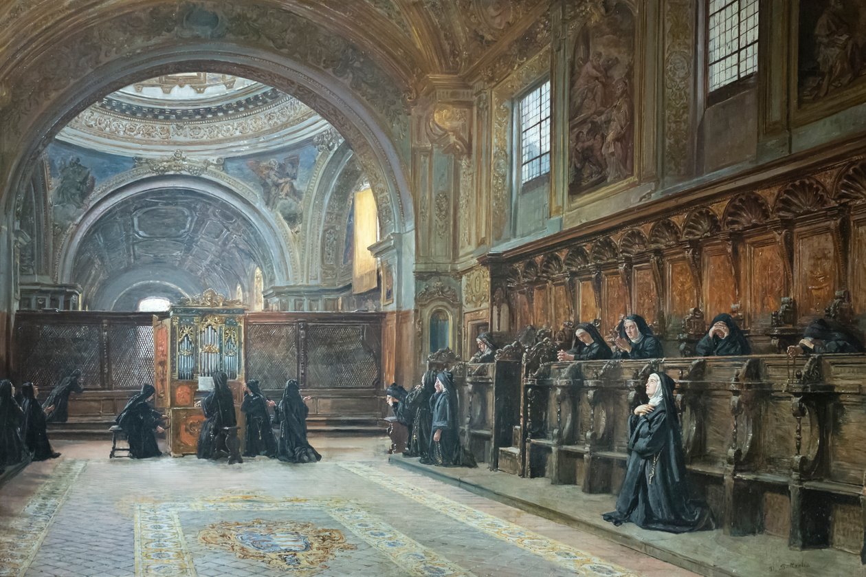 A Szent Mária templom kórusa Donnaregina nuova, 19. század második fele (olaj, vászon) alkotó: Domenico Battaglia