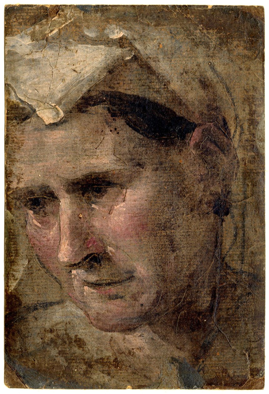 Beccafumi - Öregasszony feje balra néz Olaj, papír, 1953,1212.4 alkotó: Domenico Beccafumi