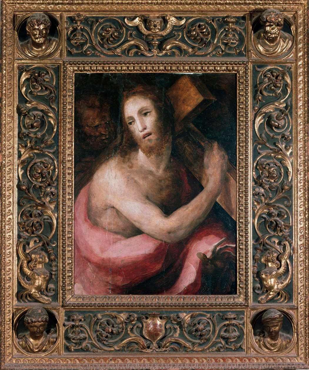 Ecce meleg. Krisztus a keresztet hordozó. Domenico Beccafumi (1486-1551) festménye, 1540 körül. Ital. Mérete: 75x75 cm. Siena (Siena), a Metropolitan Opera Múzeuma alkotó: Domenico Beccafumi