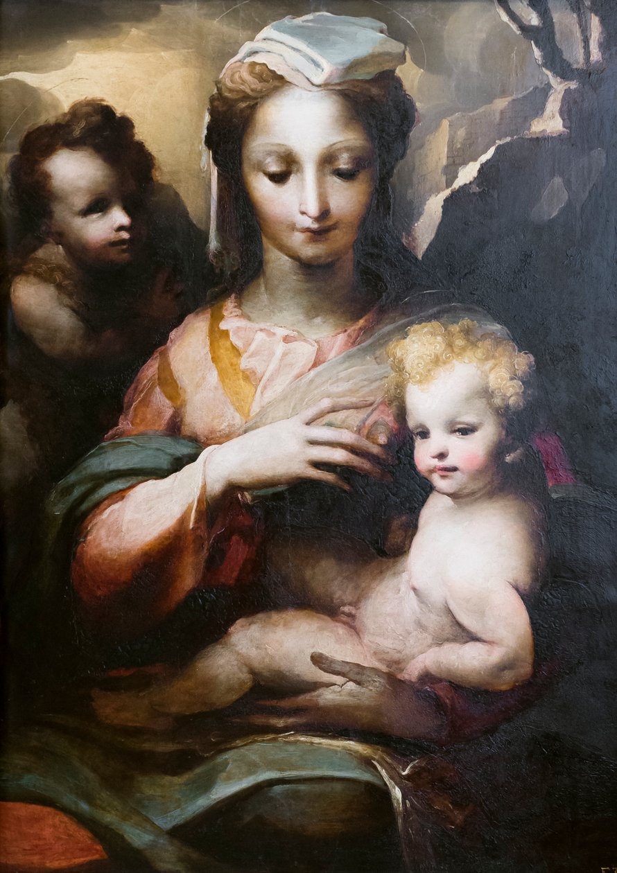 Madonna és gyermeke egy fiatal szenttel, Keresztelő Jánossal alkotó: Domenico Beccafumi