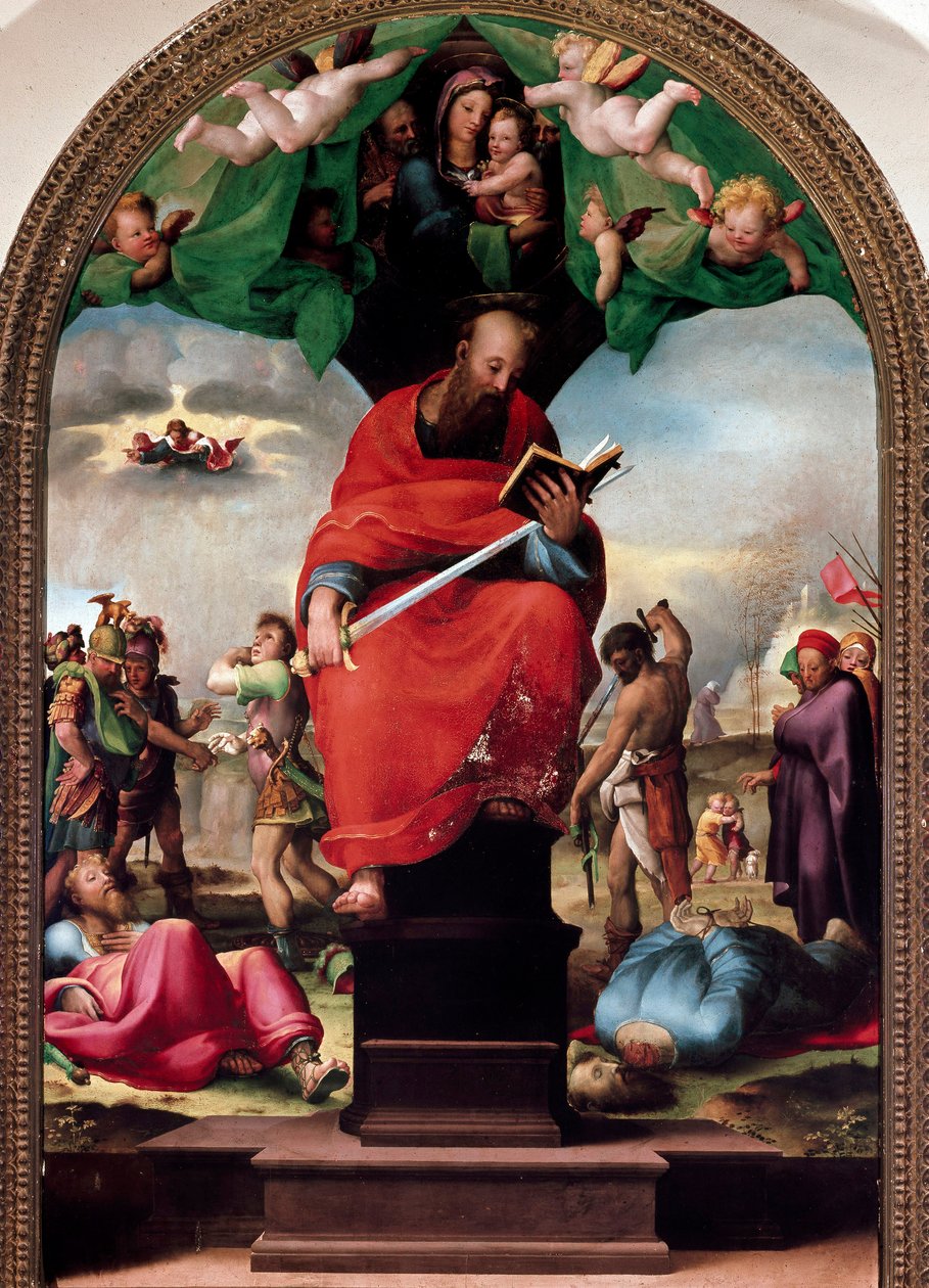 Szent Pál ábrázolása a trónon Domenico Beccafumi (1486-1551) festménye 1515 kb. Nap. 2,3x1,5 m Siena, museo dell