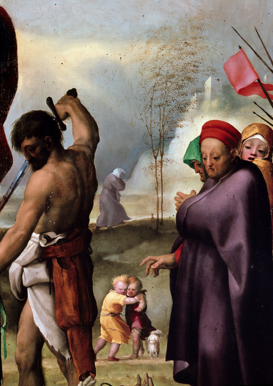 Szent Pál a trónon, részlet. Domenico Beccafumi (1486-1551) festménye, 1515 körül. Ital. Mérete: 230x150 cm. Siena (Siena), a Metropolitan Opera Múzeuma alkotó: Domenico Beccafumi