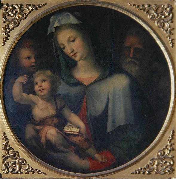 A Szent Család a fiatal Keresztelő Szent Jánossal, 1518 körül (olaj, tábla) alkotó: Domenico Beccafumi