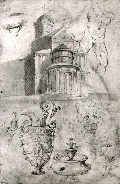 A dóm apszisa, Pisa (toll és tinta) (f/w fotó) alkotó: Domenico Beccafumi