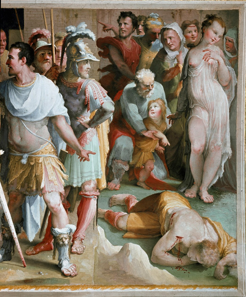 A gazdag római plebejus Spurius Maelius meggyilkolása (Kr. e. 5. század) Részlet. Domenico di Giacomo di Pace dit Beccafumi (1486-1551) freskója 1529-1535 Siena, Palazzo Pubblico. alkotó: Domenico Beccafumi