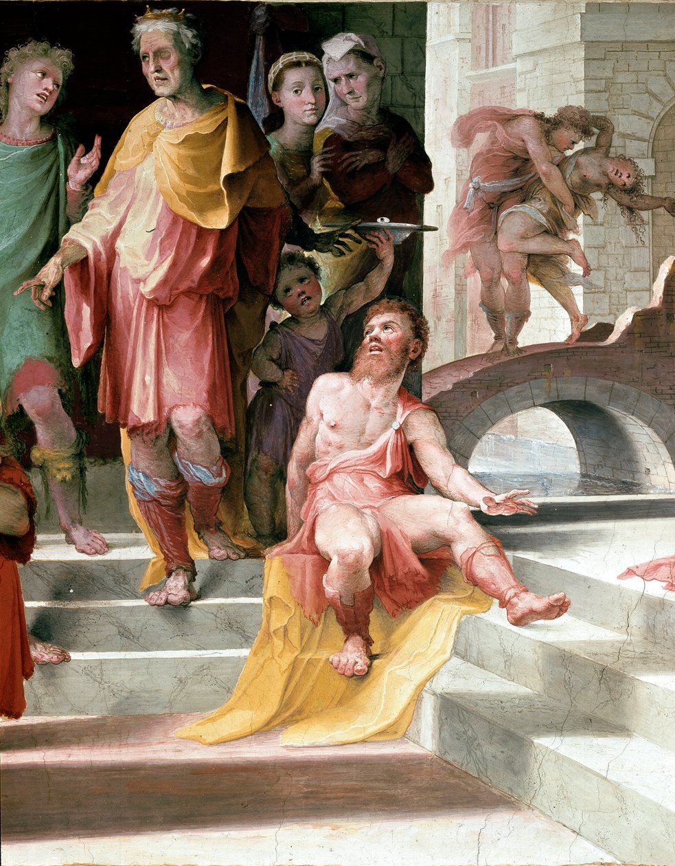 Seleukosz de Locres (Seleukosz de Locride) áldozata Seleukosz megvakíttatja fiát, hogy megbüntesse őt egy általa elkövetett nemi erőszakért, inkább az egyik szemét megöli. Domenico di Giacomo di Pace dit Beccafumi (1486-1551) freskója. Részlet. 1529-1535 S alkotó: Domenico Beccafumi