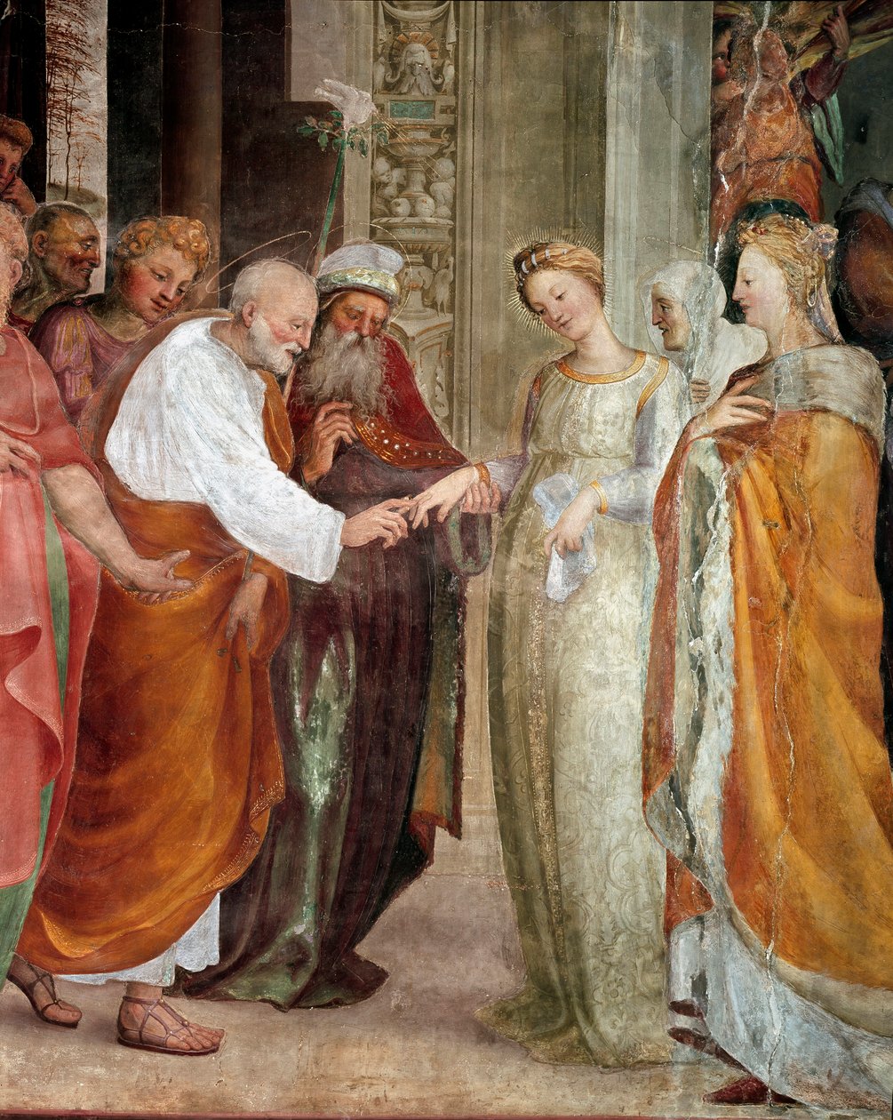 A Szűz esküvője, részlet. Domenico Beccafumi (1486-1551) festménye alkotó: Domenico Beccafumi