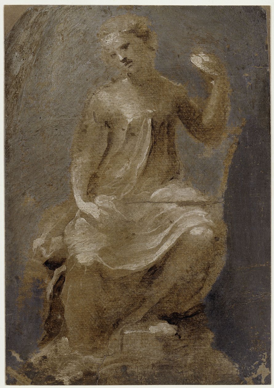 Trónon ülő női alak (Amor Patriae) alkotó: Domenico Beccafumi