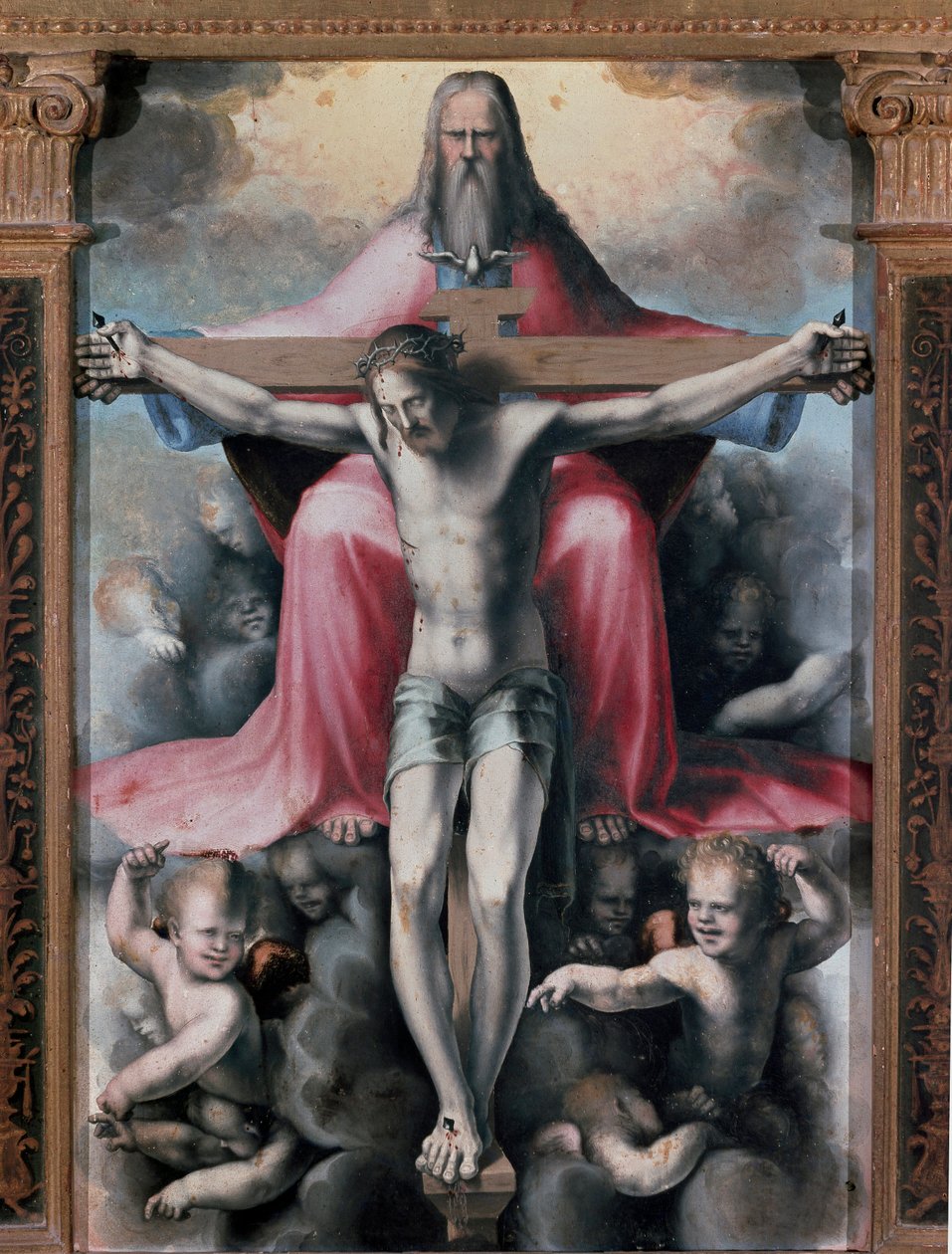 A Szentháromság triptichonja, Részlet központi panel: a Szentháromság. Domenico Beccafumi (1486-1551) festménye alkotó: Domenico Beccafumi