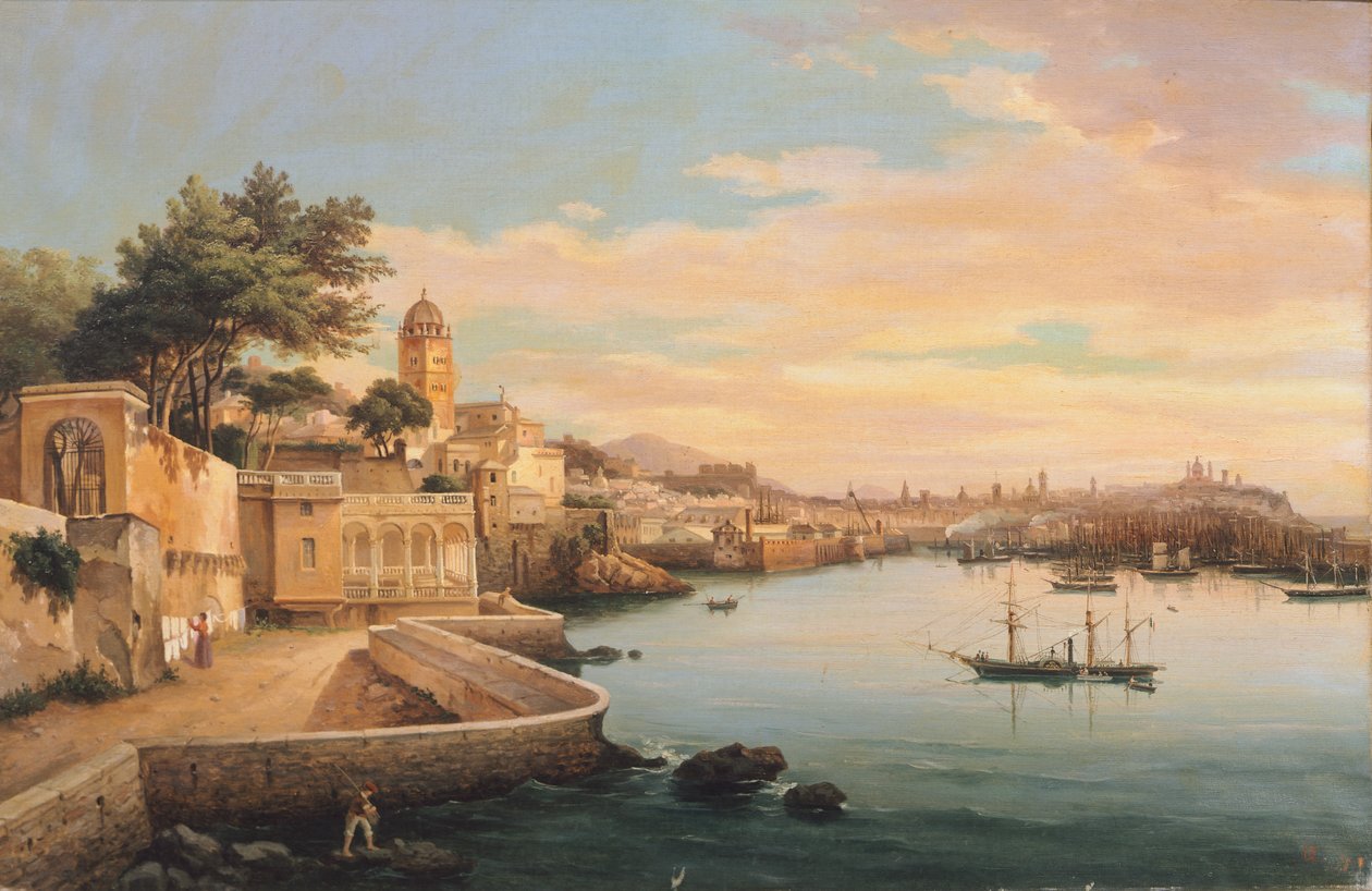 Genova kilátása a Palazzo Doria Pamphilj kertjéből, Pasquale Domenico Cambiaso (1811-1894), Olaszország alkotó: Domenico Cambiaso