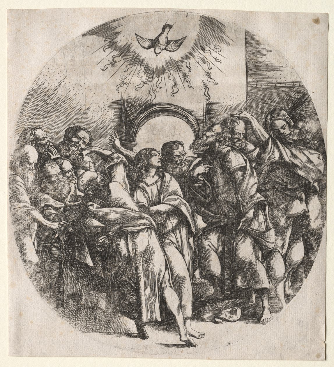 A szent szellem leszállása alkotó: Domenico Campagnola