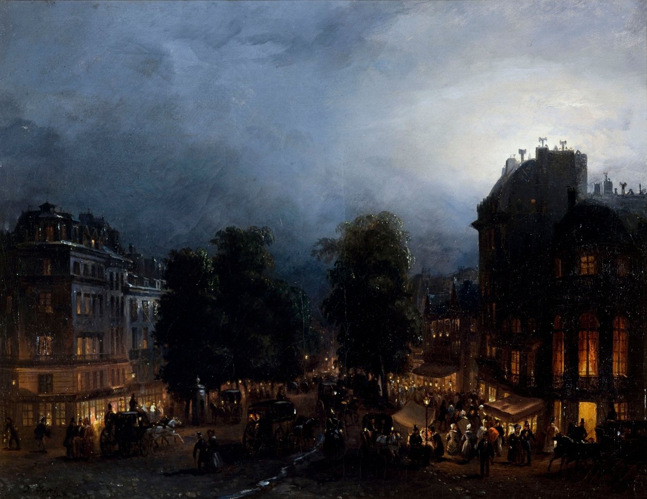 Boulevard des italiens éjszaka (1835) Domenico Ferri alkotása (1835) alkotó: Domenico Ferri
