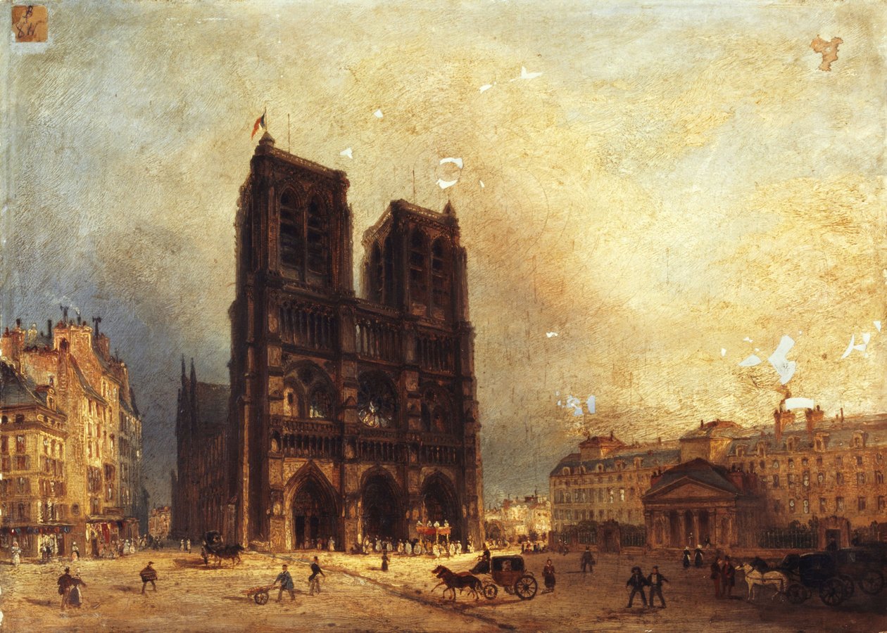Vue du parvis de Notre-Dame, 1835 körül, 1835 körül (olaj, vászon) alkotó: Domenico Ferri