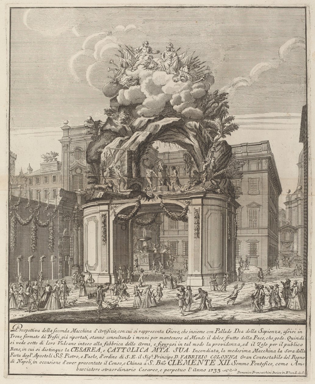 Jupiter és Minerva és a Vulkáni kovácsműhely, a "Kína" Fesztiválra alkotó: Domenico Franceschini probably after Nicola Michetti