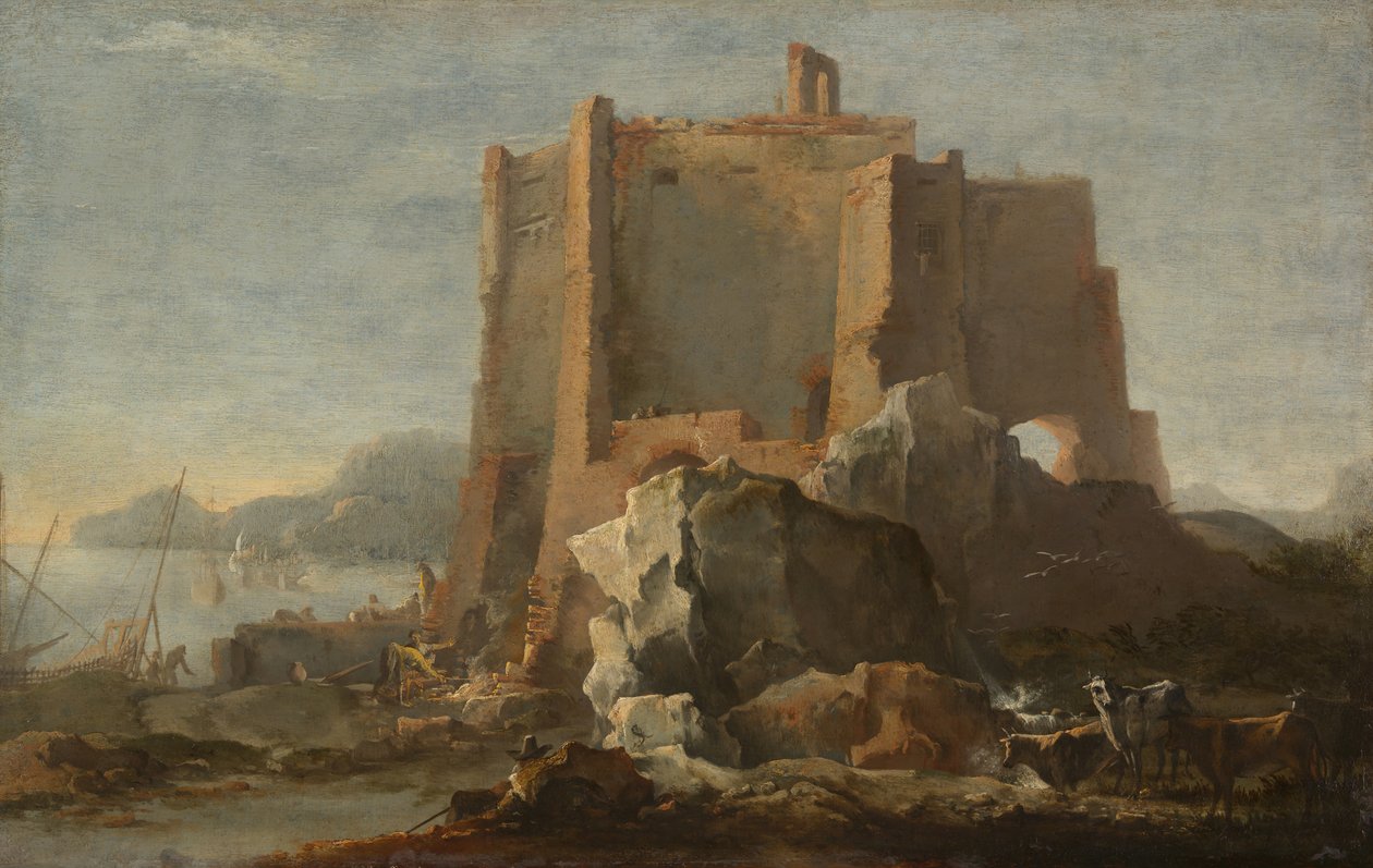 Táj sziklával és erőddel, c. 164050. alkotó: Domenico Gargiulo