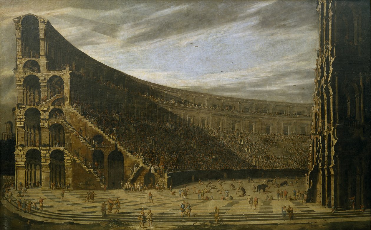 Egy római amfiteátrum perspektívája alkotó: Domenico Gargiulo