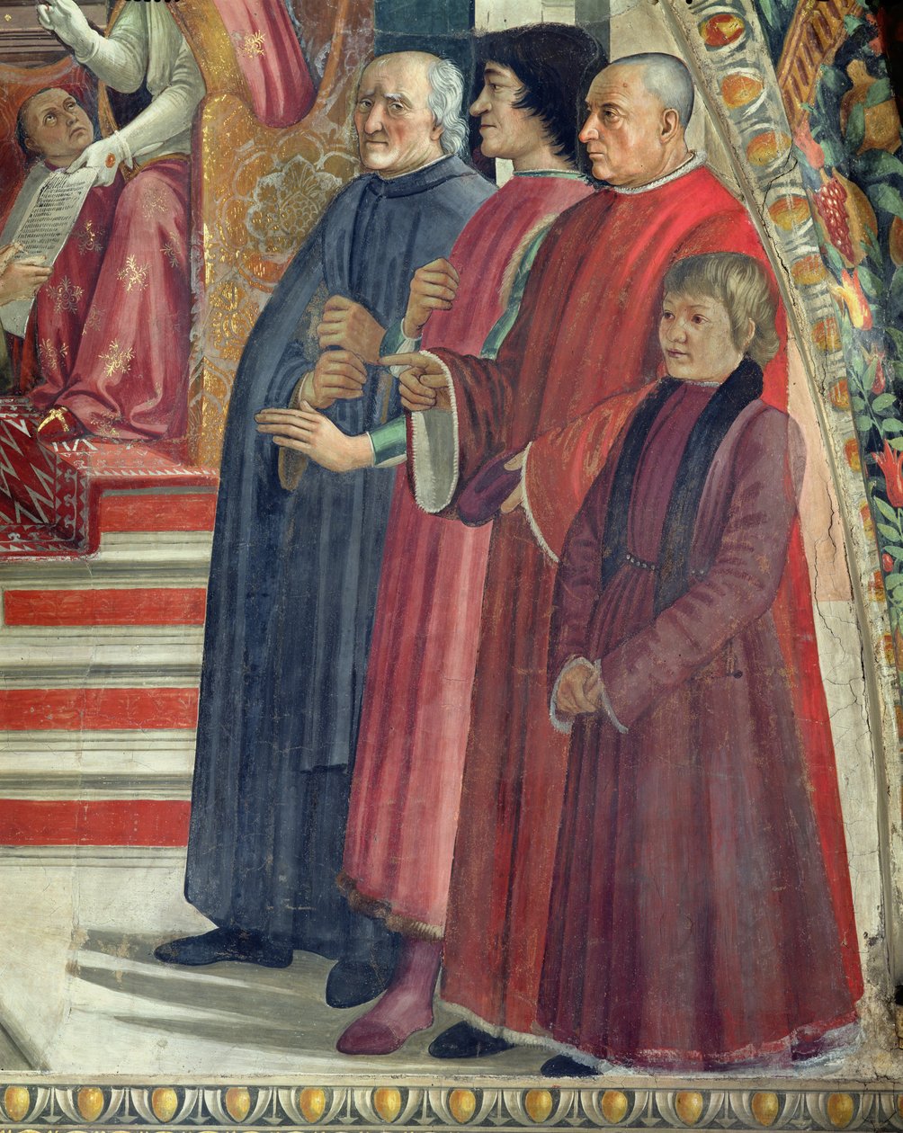 Részlet Szent Ferencről, aki Honorius pápától megkapta a Rend uralmát, jelenet Assisi Szent Ferenc élete ciklusából, 1486 (85235. részlet) alkotó: Domenico Ghirlandaio