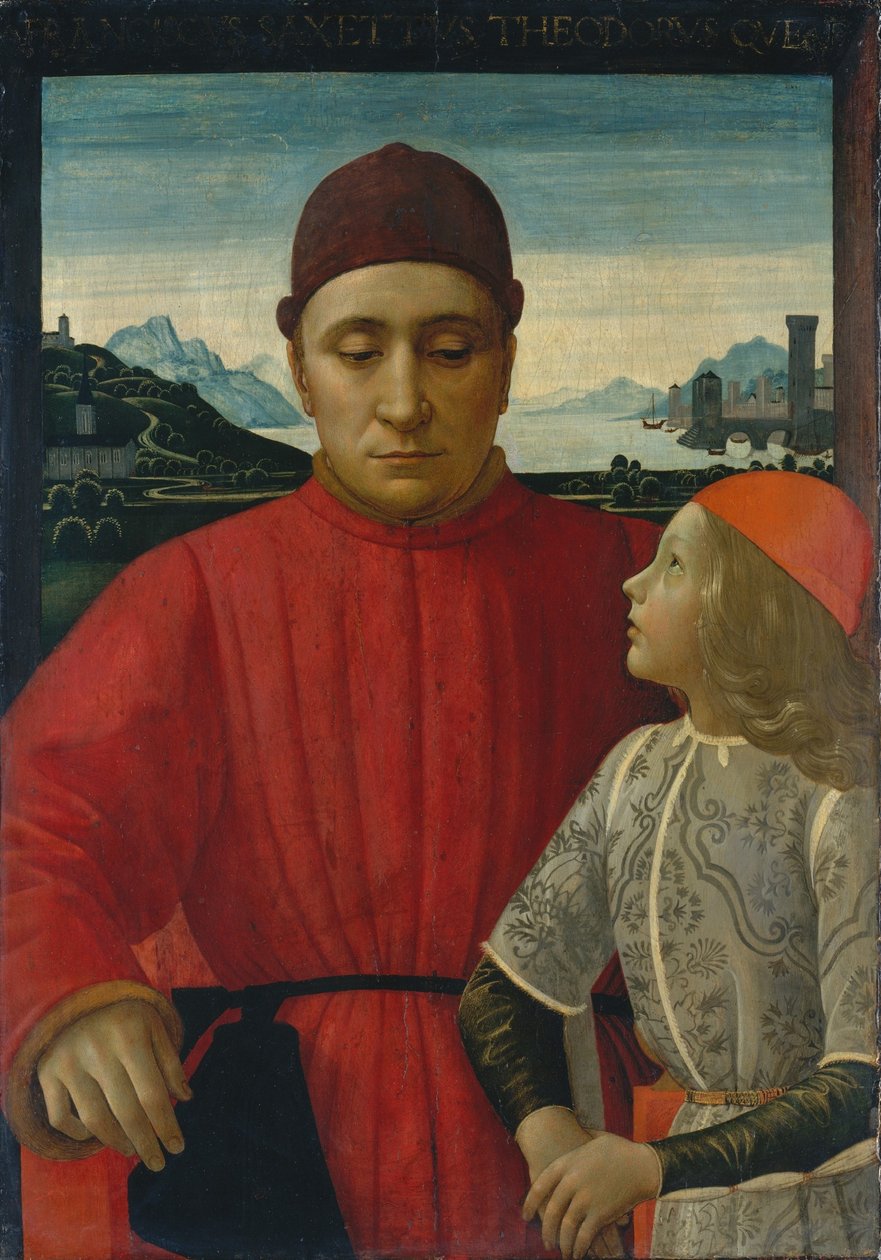 Olasz: Francesco Sassetti és fia, Teodoro Francesco Sassetti és fia, Teodoro portréja Francesco Sassetti és fia, Teodoro alkotó: Domenico Ghirlandaio