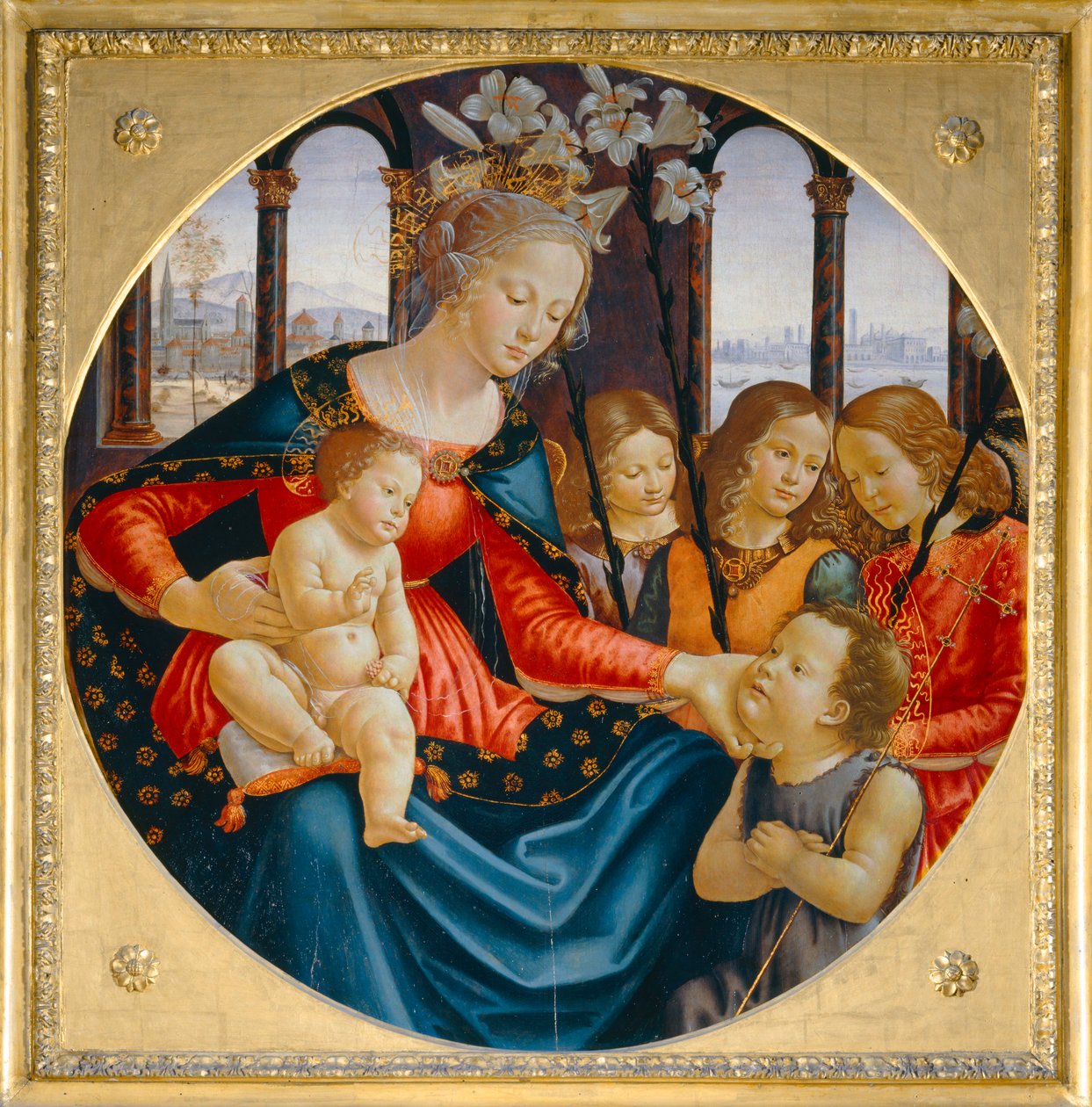 A Szűzanya és a Gyermek a fiatal Keresztelő Jánossal és három angyallal ... alkotó: Domenico Ghirlandaio