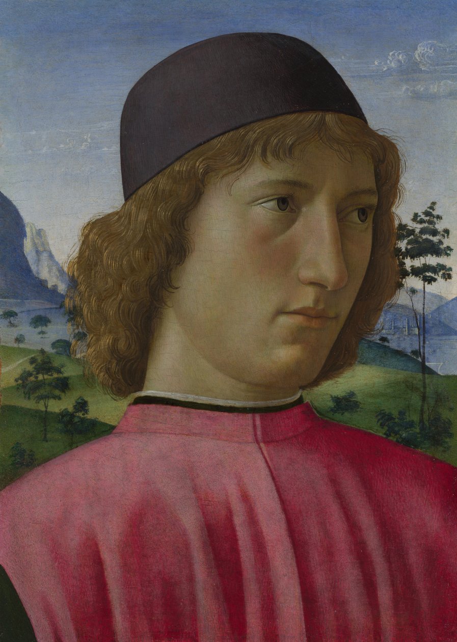 Vörös ruhás fiatalember portréja, 1485 körül alkotó: Domenico Ghirlandaio