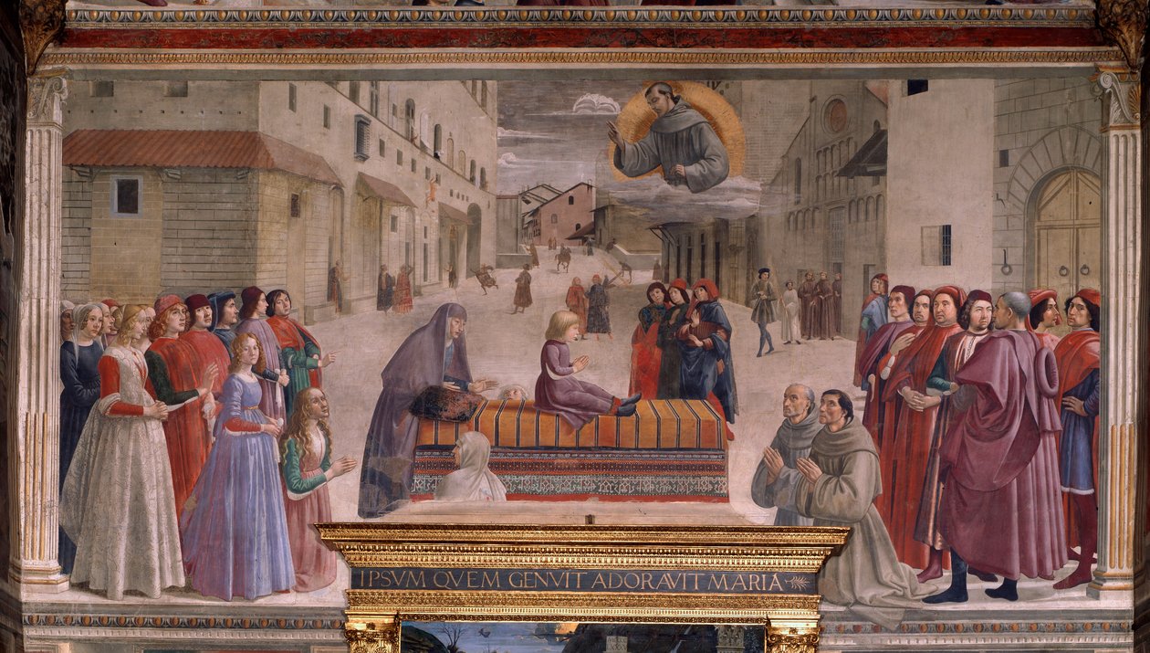 Egy fiú feltámadása Szent Ferenctől (Freskó alkotó: Domenico Ghirlandaio