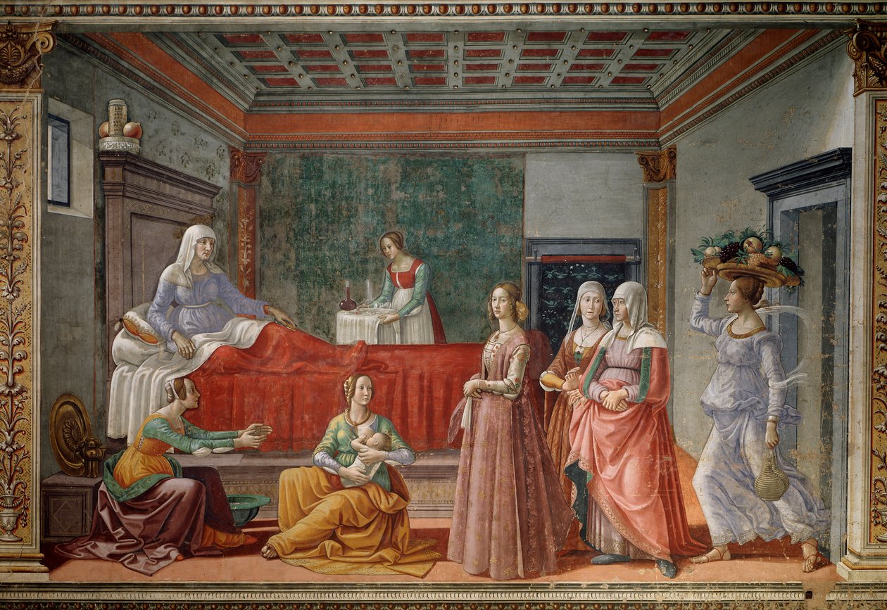 Keresztelő Szent János születése (freskó alkotó: Domenico Ghirlandaio
