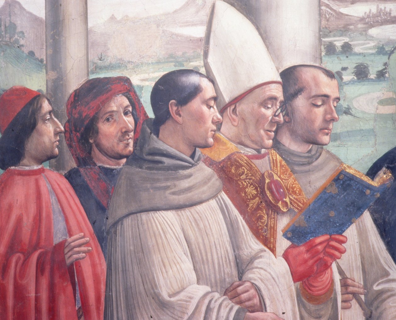 Szent Ferenc halála, jelenet Assisi Szent Ferenc életciklusából, 1486 freskórészlet a 85239-ből alkotó: Domenico Ghirlandaio