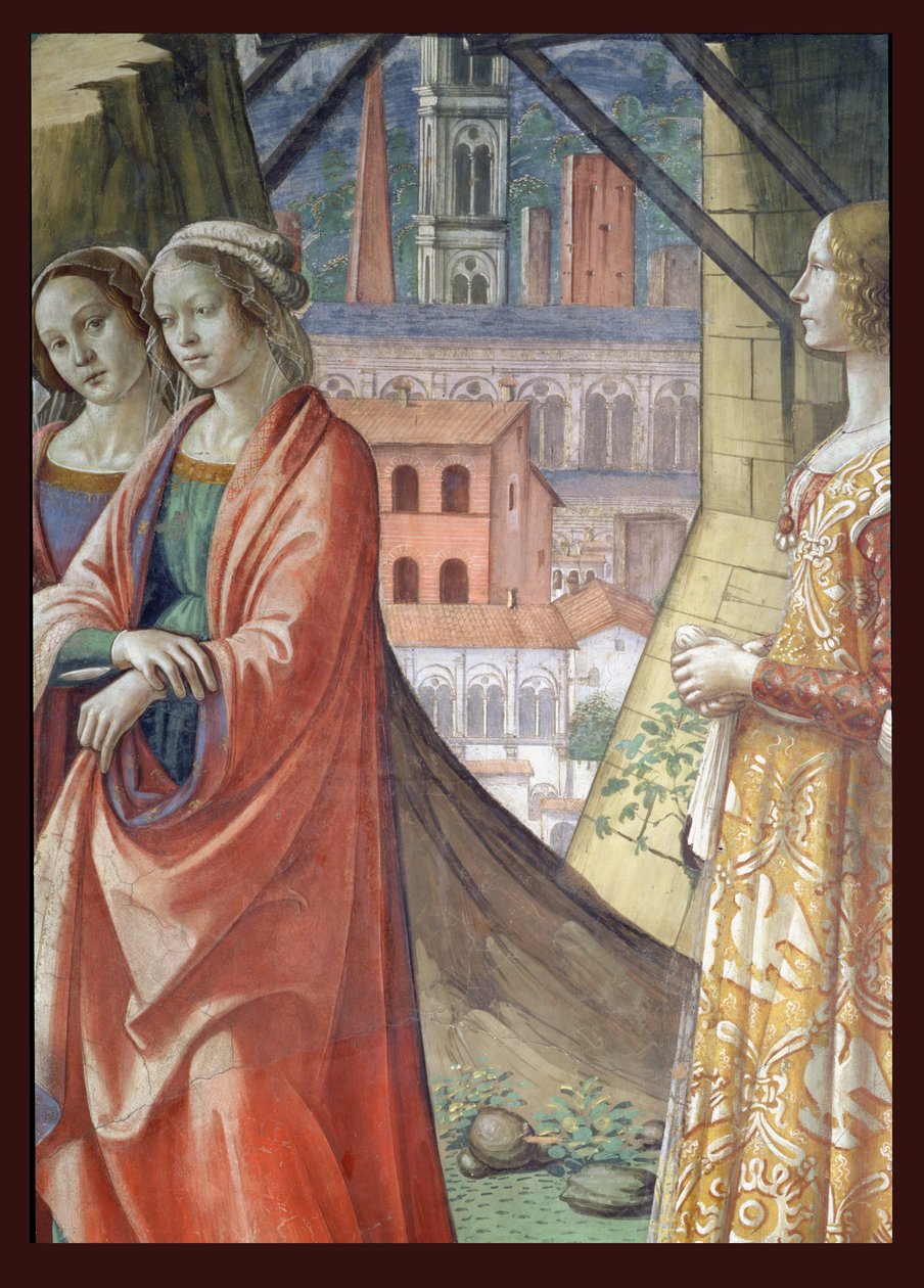 A látogatás, részlet a városról és a nőkről, Keresztelő Szent János életéből, 1490 freskórészlet a 60461-ből alkotó: Domenico Ghirlandaio