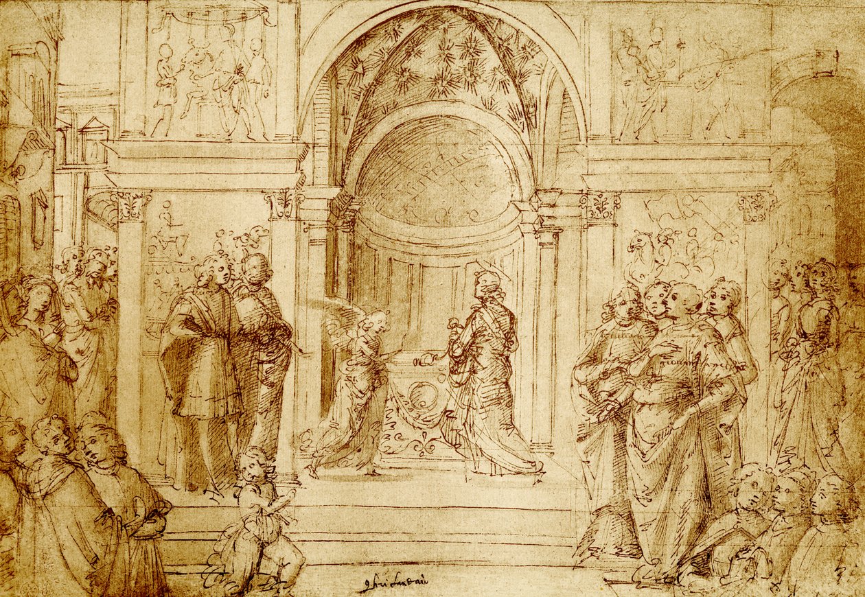 Az angyal megjelenik Zakariásnak a templomban alkotó: Domenico Ghirlandaio